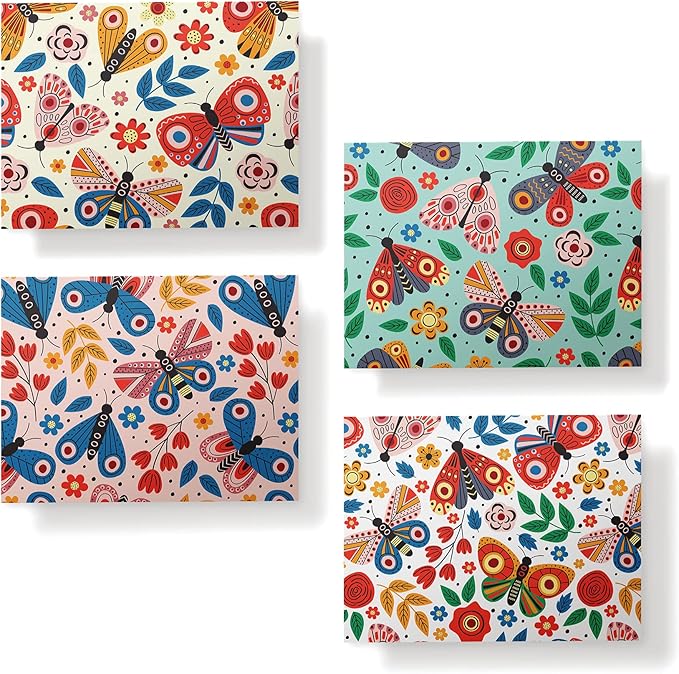 Twigs Paper - Assorted Cute Butterfly Greeting Cards - Stationery Cards with Envelopes - Thank You Card - Blank Note Cards - Greeting Cards for All Occasions - Made in USA (5.5 x 4.25, Set of 12)