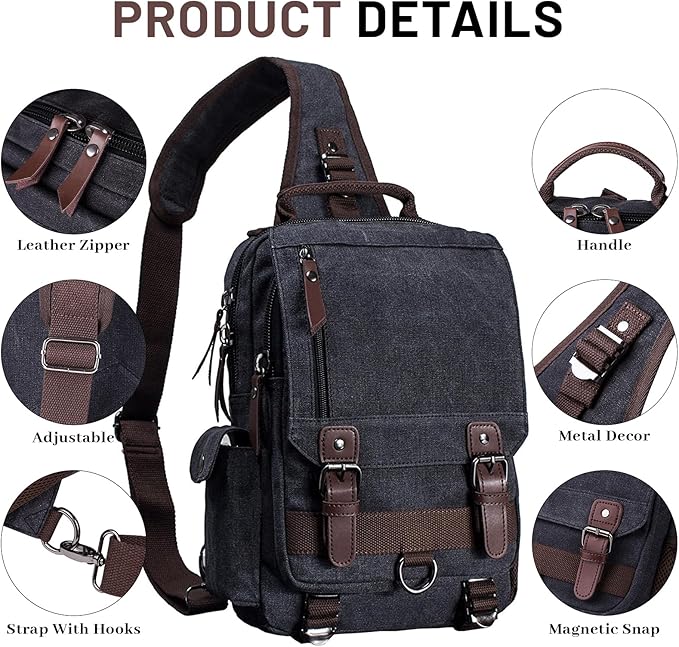 mygreen Canvas Cross Body Messenger Bag Shoulder Sling Backpack Travel Rucksack