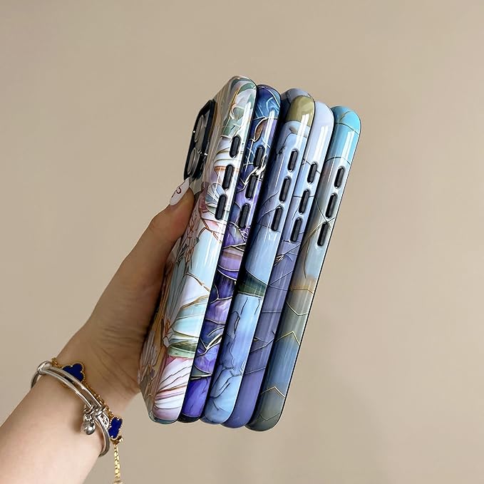 QLTYPRI Flower Case for iPhone 16 Pro Max, Aesthetic Cute Floral Phone Case for Girls Women, Protective Hybrid 2-Layer Hard Shell Silicone Cover Durable Shockproof Phone Cover - Blue Hydrangea