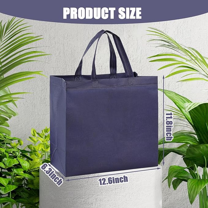 50Pcs Reusable Non Woven Shopping Bags Large Foldable Totes Bag with Handles Grocery Handbag Bulk for Boutiques