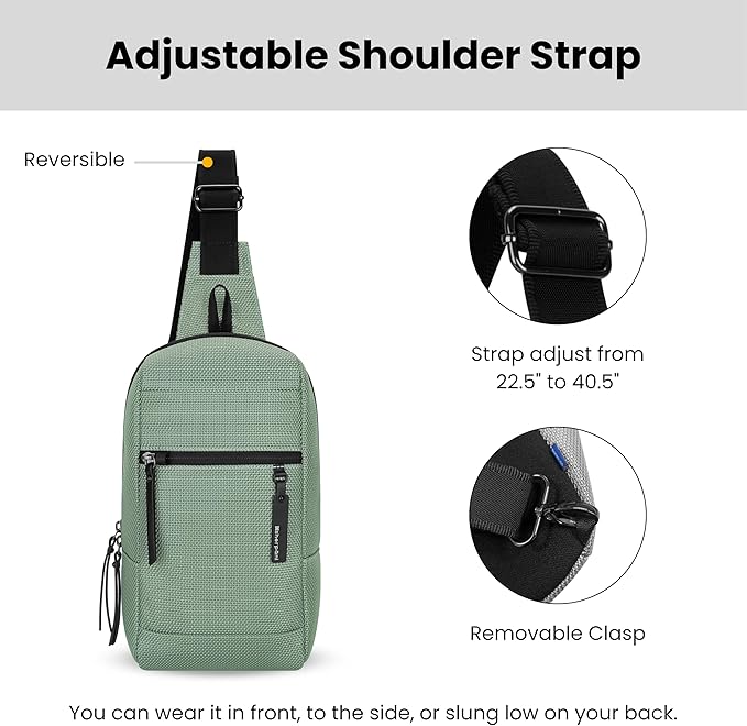 Sherpani Metro, Anti Theft Sling Bag, Sling Backpack, 5L Travel Bag, Shoulder Chest Purse, Crossbody Backpack for Women, Metal Hardware, Travel Gift (Aloe Mist)
