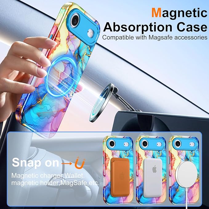 Btscase for iPhone Air Case [Compatible with Magsafe] [Military-Grade Drop Protection] Slim Anti-Scratch Smooth Touch TPU Bumper Shockproof Magnetic Phone Case for Women Girls Men, Colorful