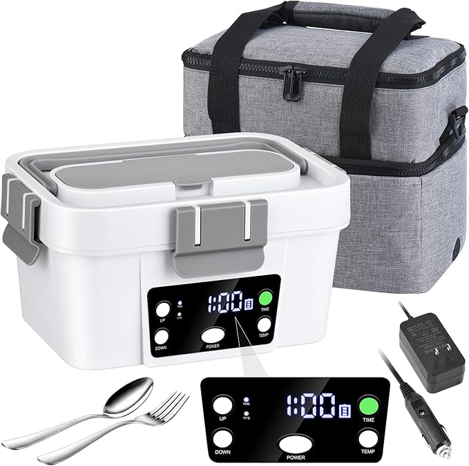 Cordless Electric Lunch Box 16,000mAh – Smart Automatic Heating, 1.6L Portable Food Warmer (212°F Max), Rechargeable Battery-Powered Hot Meal Container for Office, Travel & Outdoor