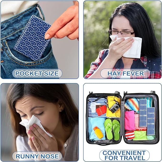 Ctosree 50 Pack Japanese Pocket Tissues Travel Packs Bulk 500 Sheet Small Tissues Pocket Packs Party Favors 3 Ply Mini Individual Travel Size for Allergy Camping