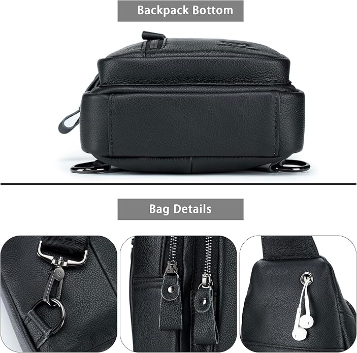 LUKZIJAES Genuine Leather Sling Bag for Men