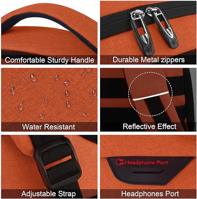 Laptop Backpack,Business Travel Anti Theft Slim Durable Laptops Backpack with USB Charging Port,Water Resistant College Computer Bag for Women & Men Fits 15.6 Inch Laptop and Notebook-Orange