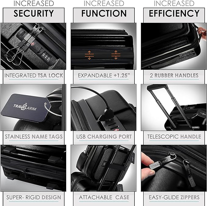 Hard Shell Luggage Sets with Spinner Wheels 4 Piece, Expandable Large Suitcases with TSA Lock, Travel Large Suitcase Set, Jet Black Luggage Set