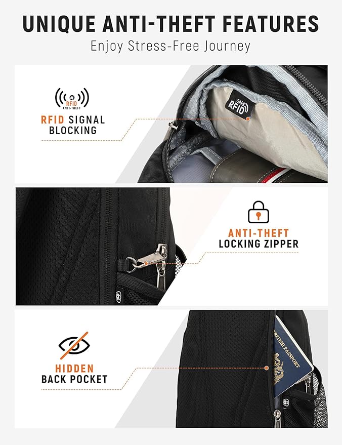 SKYSPER Sling Bag Anti-Theft RFID Crossbody Bag Travel Cross Body Backpack Shoulder Hiking Sling Daypack(Black)