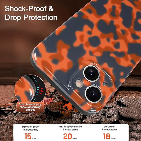 Phone Case for iPhone 14 Case Rusty Tortoiseshell Print TPU Slim Phone Cover for Women Girls Grily Brown Shockproof Phone Cover for iPhone 14, Tortoise Print