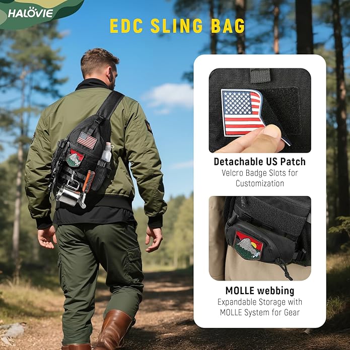 HALOVIE Crossbody Sling Bag Anti Theft Crossbody Backpack RFID Sling Backpack Lightweight Travel Hiking Chest Bag