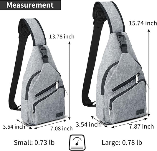 AMJ Crossbody Sling Bag Men Women, Casual Shoulder Backpack, Chest Daypack Satchel for Hiking Travel