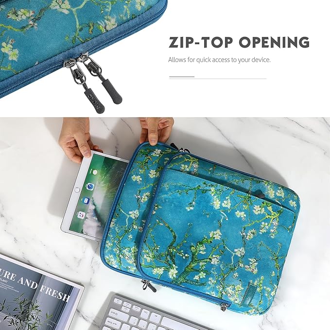 MoKo Laptop Sleeve Bag for 13.3-14 Inch, Notebook Carrying Case with Pocket Fits New MacBook Pro M3/M2 14" /13" M2/M1 Pro/M1 Max 14.2 2023-2021/Air 13.6" M2 2022, Surface Pro 9/8 13", Apricot Flower