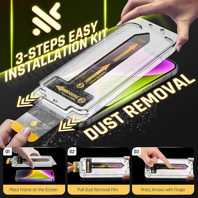 TEMPRTEK+ 2 Pack for iPhone 13 Pro Max/14 Plus Simple Screen Protector Privacy 9H Military Grade Scratch Fingerprint Resistance Anti-Glare Shatterproof Tempered Glass Anti-Spy Easy Installation Bubble Free