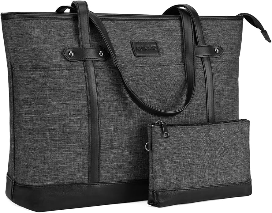 RAVUO Laptop Tote Bag for Women, Water Resistant 15.6 Inch Computer Handbag Purse Teacher Bag With Portable Small Pouch