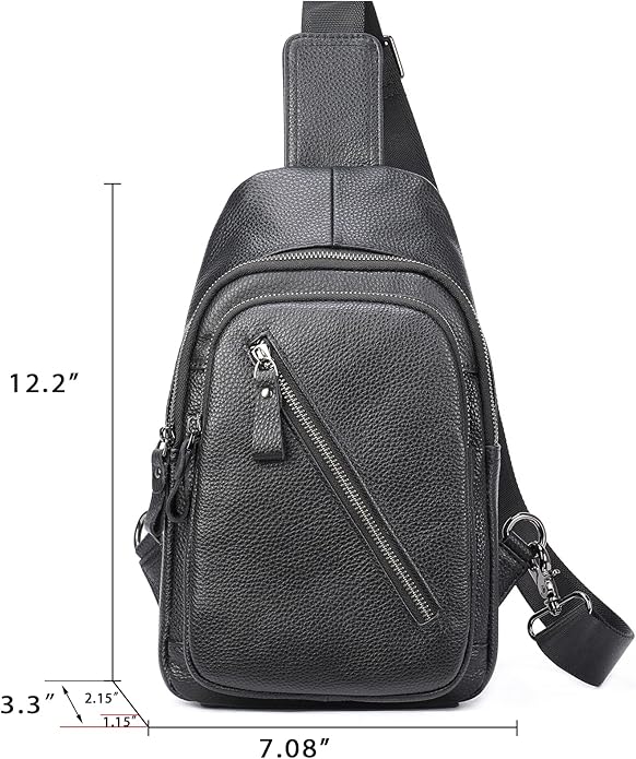 LUKZIJAES Genuine Leather Sling Bag for Men