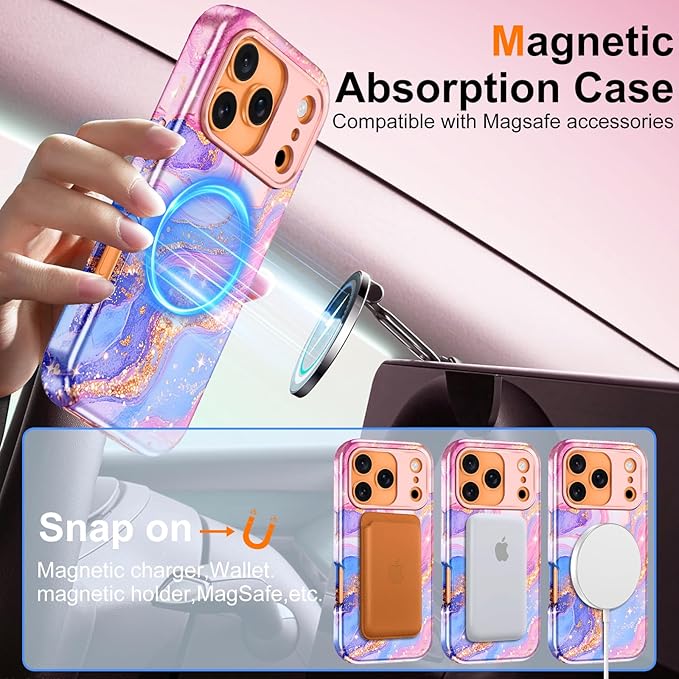 Btscase for iPhone 17 Pro Case [Compatible with Magsafe] [Military-Grade Drop Protection] Slim Anti-Scratch Smooth Touch TPU Bumper Shockproof Magnetic Phone Case for Women Girls Men, Pink