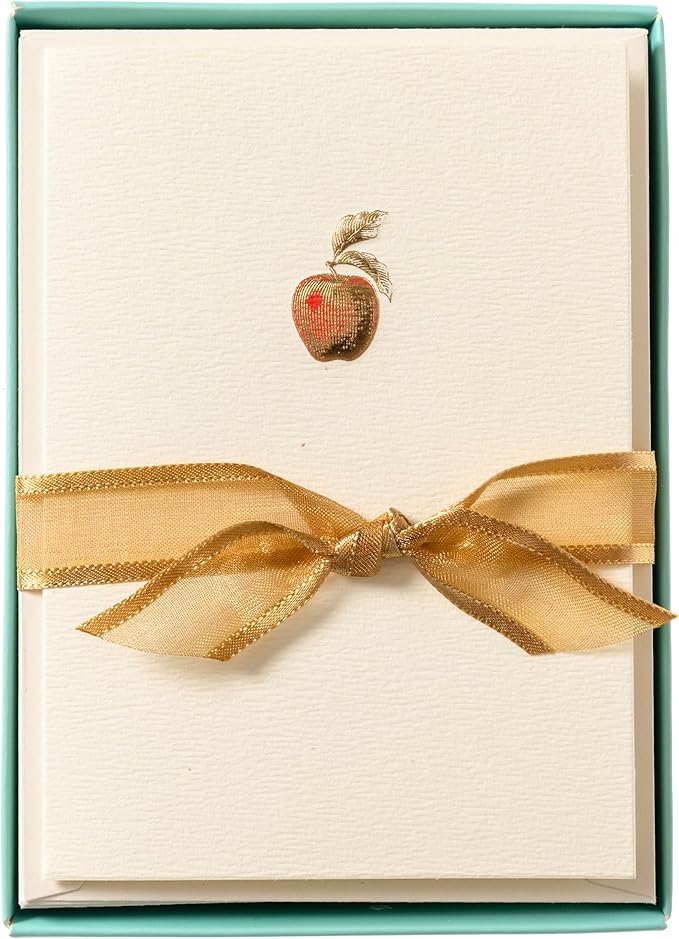 Graphique Apple Cards, Pack of 10 Cards with Envelopes, All Occasion Greetings, Blank Inside, Gold Foil Embossing, La Petite Press Collection Boxed Set, 3.25" x 4.75"