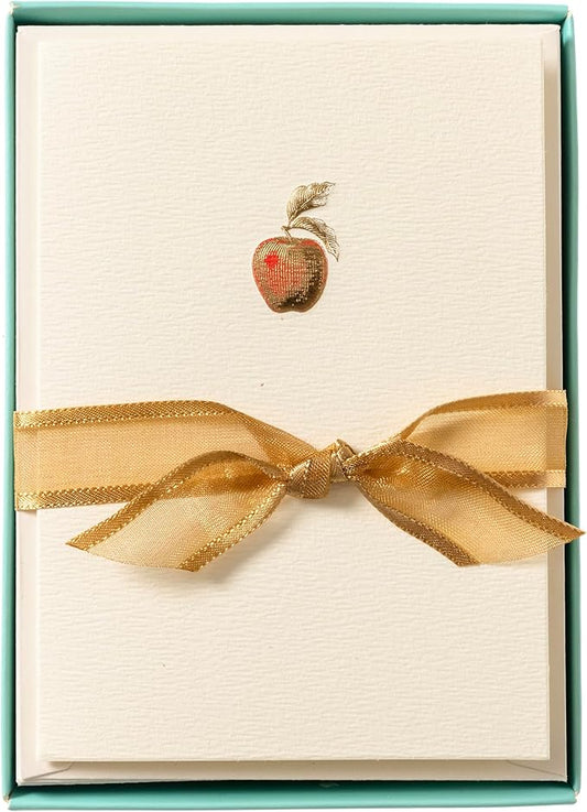 Graphique Apple Cards, Pack of 10 Cards with Envelopes, All Occasion Greetings, Blank Inside, Gold Foil Embossing, La Petite Press Collection Boxed Set, 3.25" x 4.75"