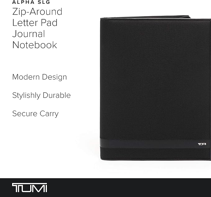 TUMI - Alpha Zip-Around Letter Pad - Ballistic Nylon Material - Durable Letter Pad Notebook Case - 13.3" X 10.3" X 1.0" - Black
