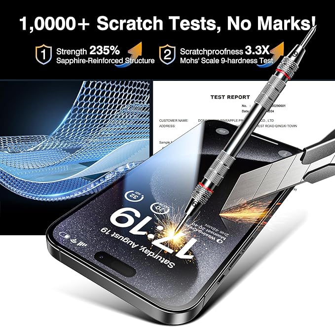 EZ-GLAZ- 4 Pack for iPhone 15 Plus Screen Protector [6.7"] With 2 Pack Camera Lens Protector, 9H+ Hardness 12FT Military Grade Shatterproof Scratch Resistant Durable Tempered Glass Film with Flawless Fit Kit, HD Clear