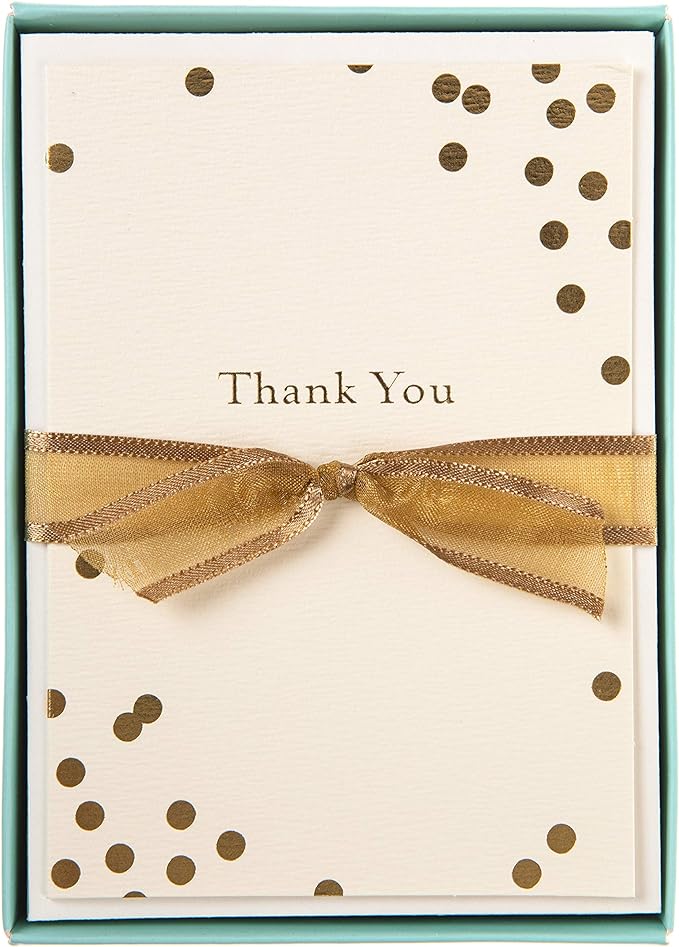 Graphique Box of Thank You Cards, Confetti - Includes 10 Cards with Matching Envelopes and Storage Box, Cute Stationery Made of Durable Heavy Cardstock, Cards Measure 3.25" x 4.75"