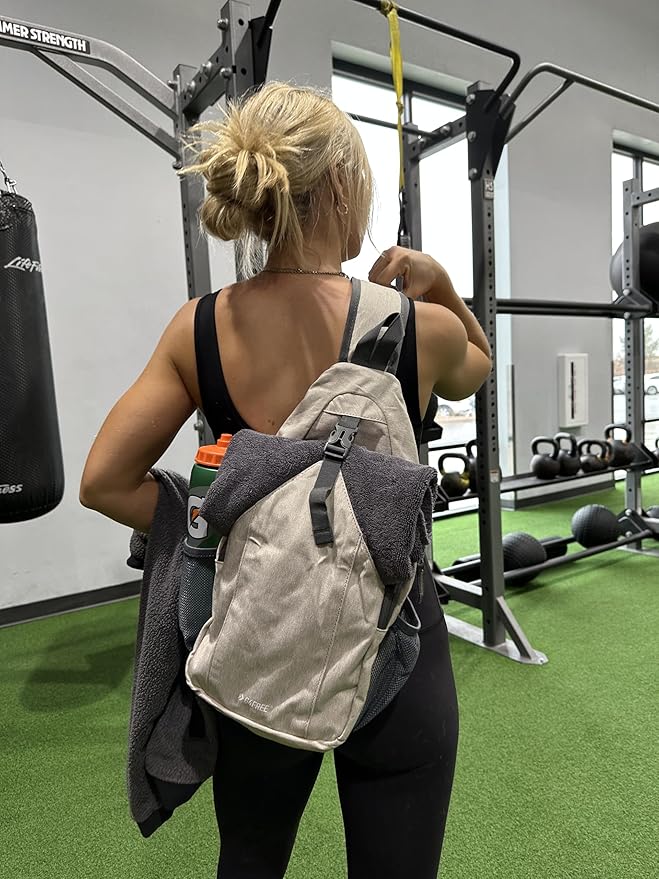 G4Free Sling Bag RFID Blocking Sling Backpack Crossbody Chest Bag Daypack for Hiking Travel(Ivory)