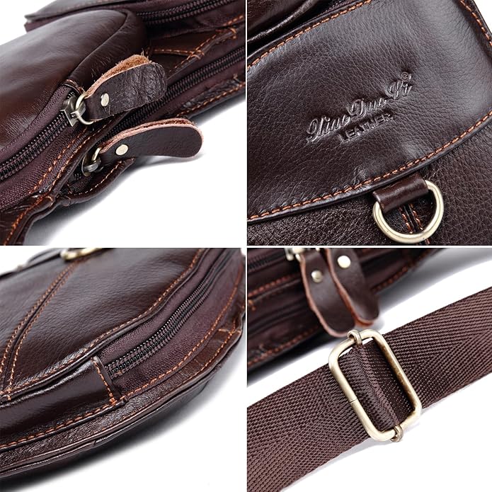 KPYWZER Vintage Leather Sling Bag Backpack for Men Crossbody Shoulder Chest DayPack Backpacks