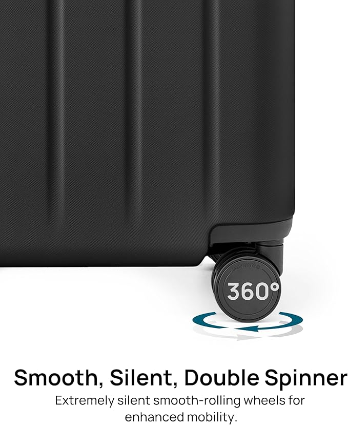 NINETYGO Carry On Suitcase, 20 Inch Carry-On Luggage with Double Spinner Wheels, Dry Wet Separate, PC Hard Case Suitcase, Lightweight Travel Luggage, TSA Approved (Black, Danube)