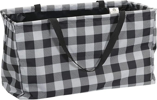 Household Essentials Large Canvas Utility Tote Bag with Handles | Collapsible Storage Basket for Laundry, Groceries, College, Beach, Car & More | Water-Resistant Lining | 11"x22"x13"