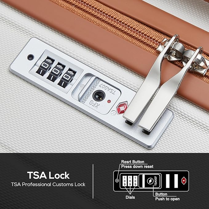 Melalenia Luggage 10 Piece Sets Clearance,Large Suitcase Set Spinner Wheels with TSA Locks,Hard Shell Luggage Sets for Women Travel Suitcase (White brown)