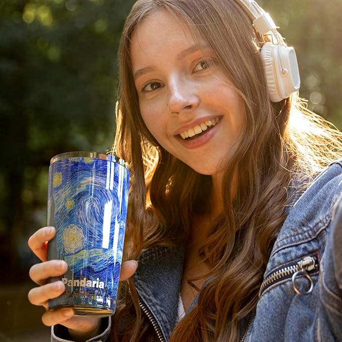 20 oz Stainless Steel Vacuum Insulated Tumbler with Lid - Double Wall Travel Mug Water Coffee Cup for Ice Drink & Hot Beverage, Starry Night…