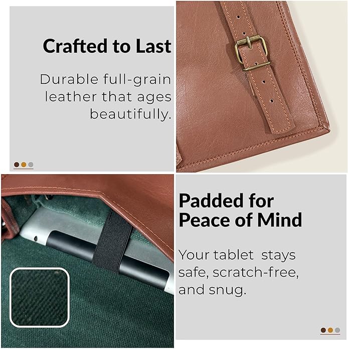 RUSTIC TOWN Leather Satchel iPad Tablet Bag - Leather Saddle Bag Purse - Small Shoulder Bag for Men and Women