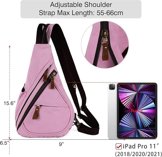 HuxFam Canvas Sing Bag for Women Crossbody Bags Backpack Purse Rucksack Small Casual Daypack