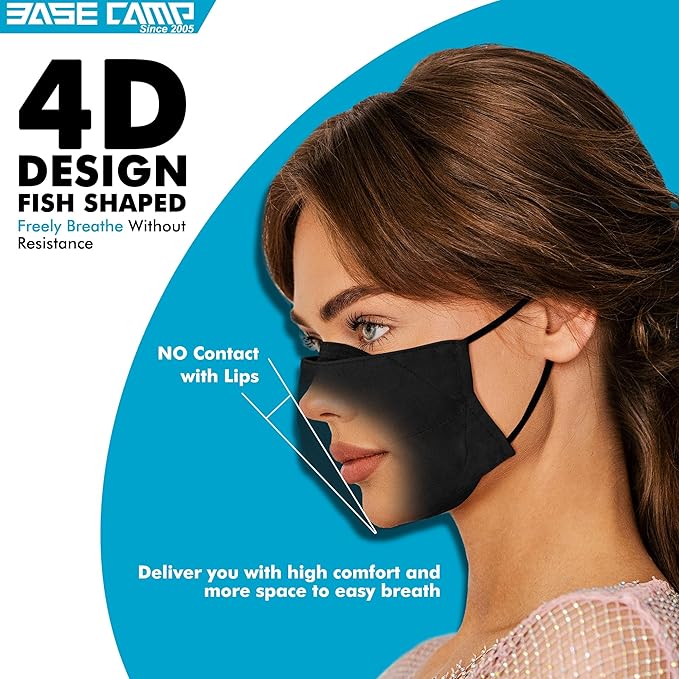 BASE CAMP Reusable Cloth Dust Face Masks 100% Cotton Washable Adjustable Breathable Fabric Mask with Filter Pocket