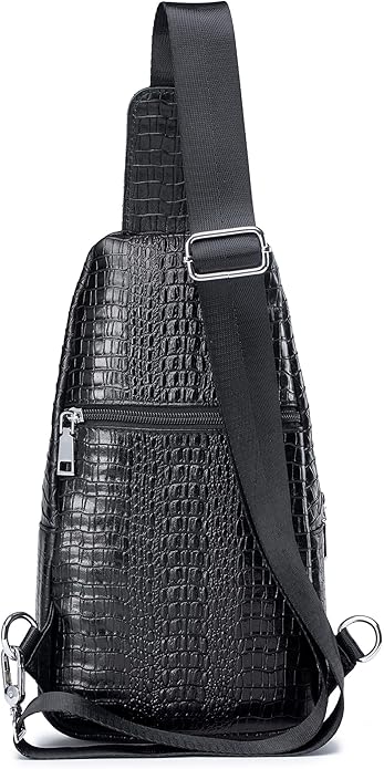 LUKZIJAES Genuine Leather Sling Bag for Men