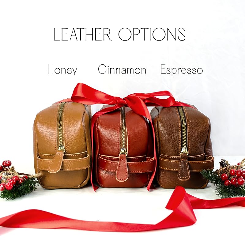 100% Genuine Leather Personalized Toiletry Bag for Men • Mens Toiletry Travel Bag • Travel Essentials for Men • Vacation Essentials Bathroom Travel Organizer • Groomsmen Gifts Shaving Bag for Men