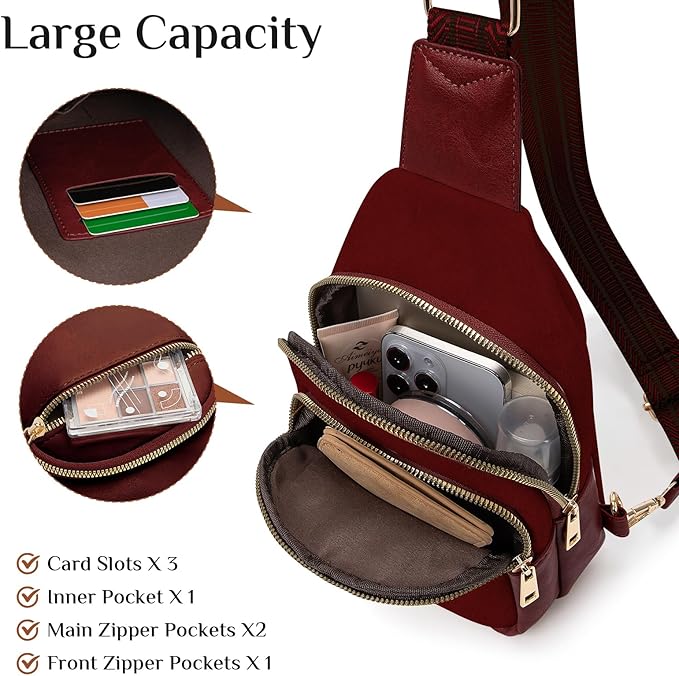 Small Leather Sling Bags for Women Fashion Crossbody Backpack Purse Sling Crossbody Bags