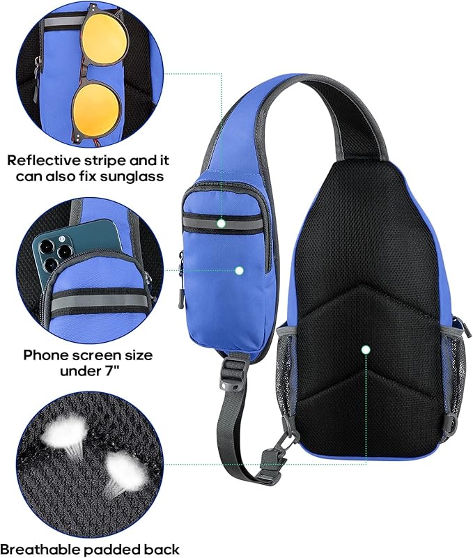 WATERFLY Crossbody Sling Backpack Sling Bag Travel Hiking Chest Bag Daypack