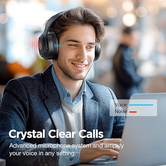 Upgrade Pro‑Level Hybrid Active Noise Cancelling Headphones with HD Sound, Wireless Bluetooth Headphones Over The Ear Unequaled Comfort, Vivid Deep Bass, for Home Office Travel Birthday Gift