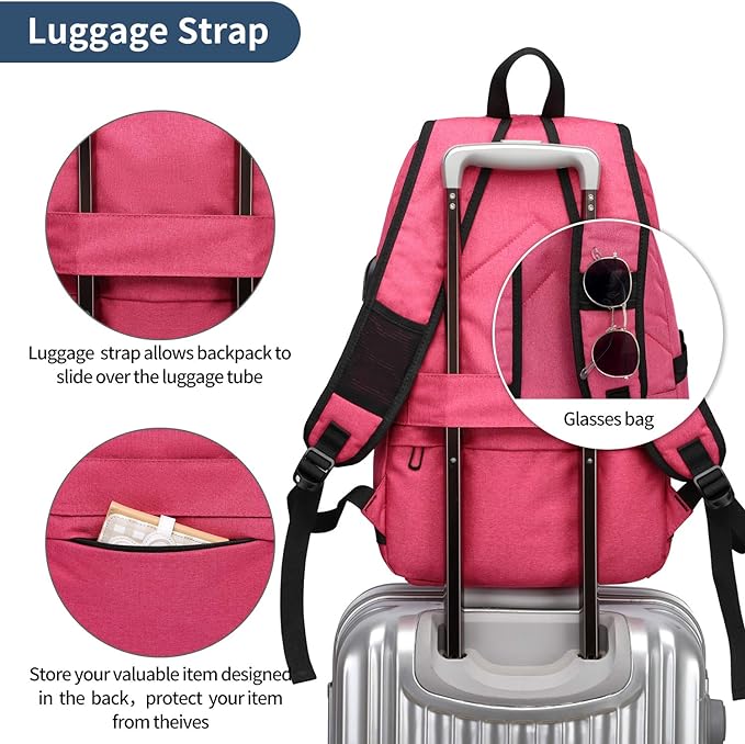 Business Laptop Backpack Anti-Theft Backpack with USB Charging Port and Lock Computer Backpacks for Women Men Fit 15.6 Inch Laptops, Casual Hiking Travel Daypack