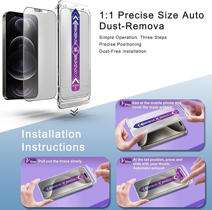 2 Pack Matte Screen Protector for iPhone 12 Pro Max 6.7-Inch Auto Dust Removal, No Bubbles, Tempered Glass Film, Easy Installation