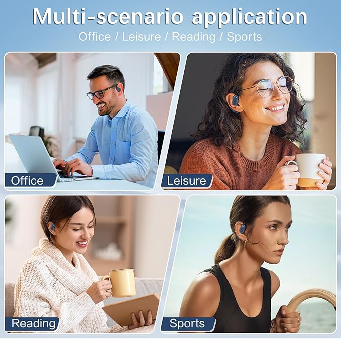 TUINYO True Wireless Ear Hooks, IPX5 Waterproof, Stable One-Step Bluetooth Connection with Long Transmission, 40hrs Longed Standby Time with 10hrs Playtime for Each, Compatible to Different Devices