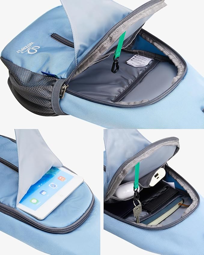 WATERFLY Sports Crossbody Sling Backpack Sling Bag Chest Bag Daypack for Cycling Hiking Running Men Women