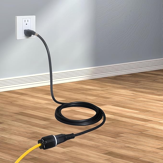 10-Feet 15 Amp Household AC Plug to 20 Amp T Blade Adapter Cable，14AWG 10-Foot 15 Amp to 20 Amp Plug Adapter Cord Nema 5-15P to 5-15R/5-20R 20Amp Comb AC Power Cord, Black