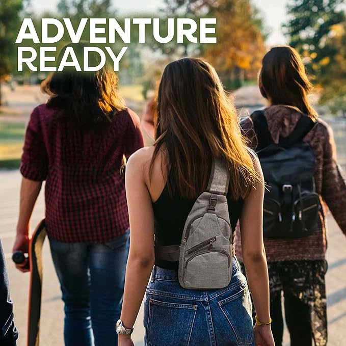 Anti-Theft Daypack Crossbody Sling Backpack, USB Charging Connector Port, Lightweight Day Pack for Travel, Hiking, Everyday, Large, Vintage Purple