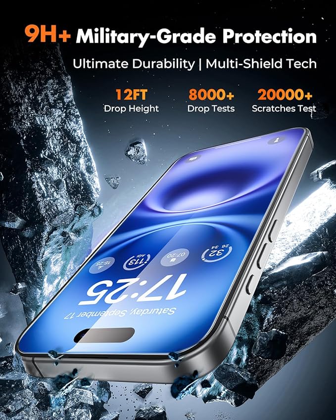 UNBREAKcable 2+2 Pack for iPhone 16 Screen Protector & Lens Protector 【Military-Grade】【Easy Install】【Efficient Night Shot】9H+ Shatterproof Tempered Glass Film,Bubble-Free&Anti-Fingerprint ,Case Friendly-6.1 inch