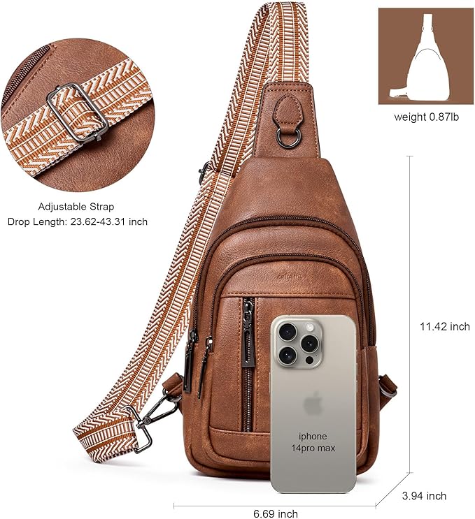 Womens Sling Bag Crossbody Bags for Women Vegan Leather Sling Backpack Daypack Fanny Pack Crossbody Purse Travel