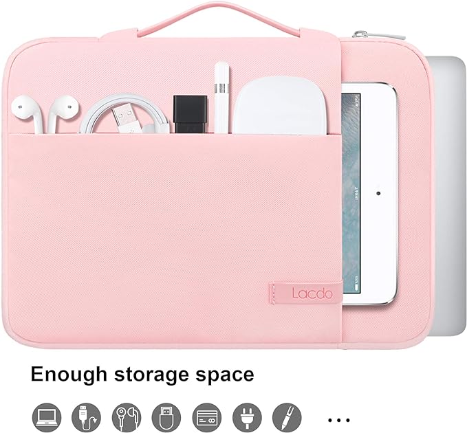 Lacdo 360° Protective 16 Inch Laptop Sleeve Case for 16 Inch HP Lenovo ASUS Acer Dell Laptop/HP Pavilion Envy/Lenovo ThinkPad IdeaPad/Acer Swift/ASUS Vivobook/Dell Computer Bag, Pink