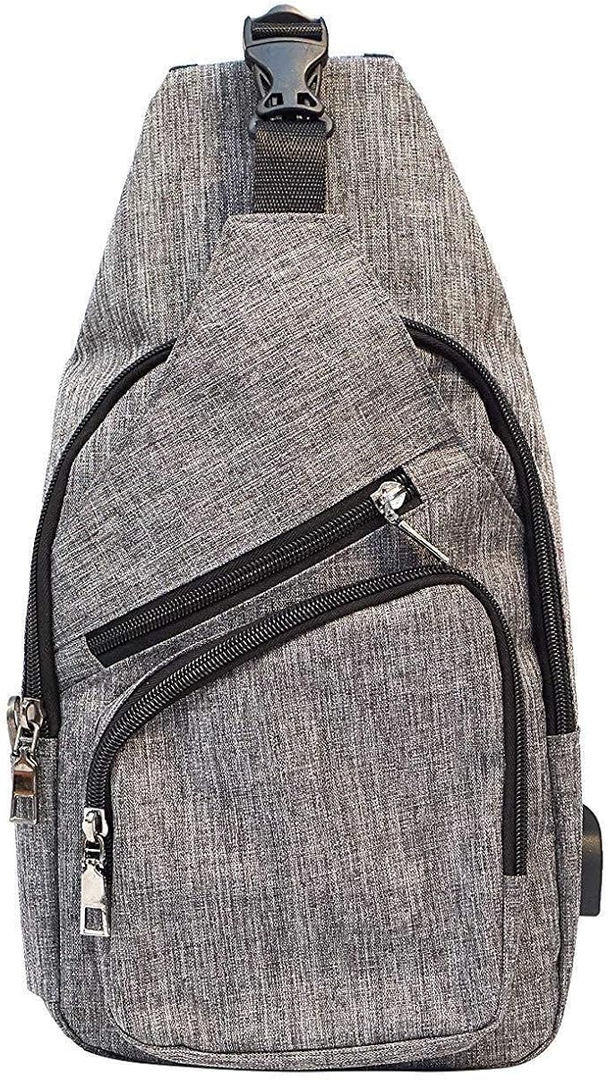 Anti-Theft Daypack Crossbody Sling Backpack, USB Charging Connector Port, Lightweight Day Pack for Travel, Hiking, Everyday, Large, Red