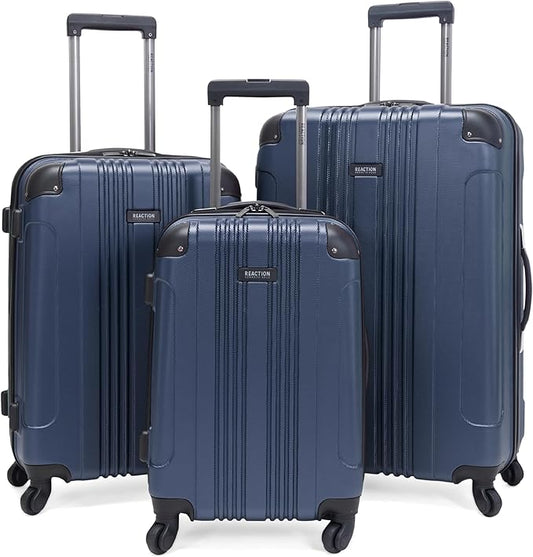 Kenneth Cole REACTION Out of Bounds Lightweight Hardshell 4-Wheel Spinner Luggage, Naval, 3-Piece Set (20", 24", & 28")